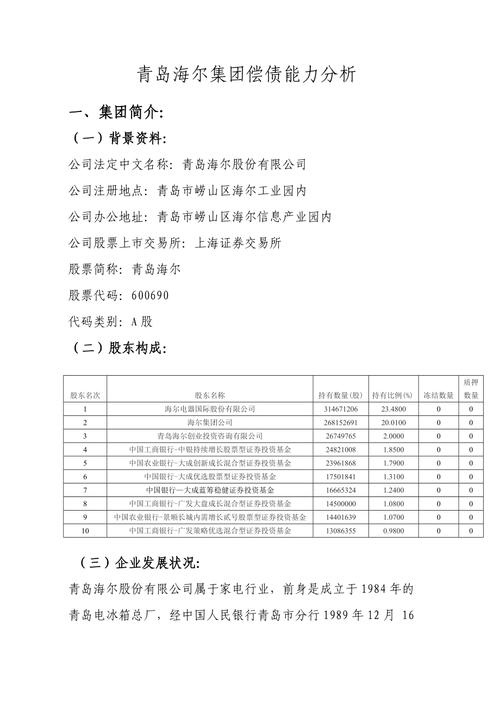青岛海尔财务分析：公司概况、指标及报表深度解析