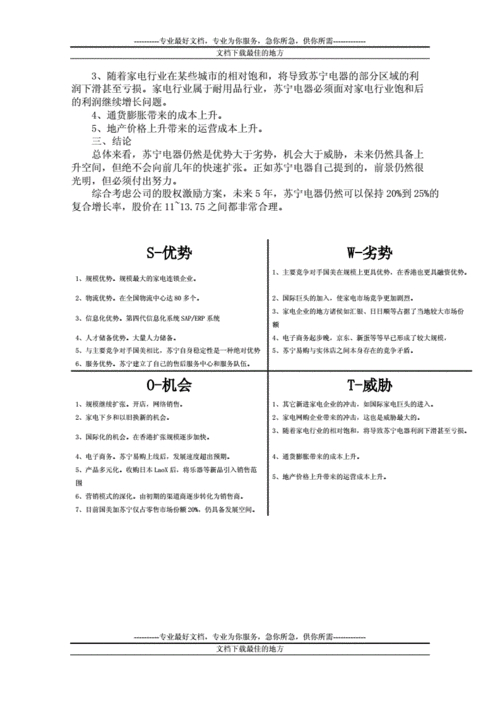 苏宁电器企业简介与SWOT分析报告，含多方面详细内容